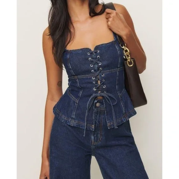 Reformation Dallas Denim Corset x Kacey Musgraves collab - Picture 4 of 8